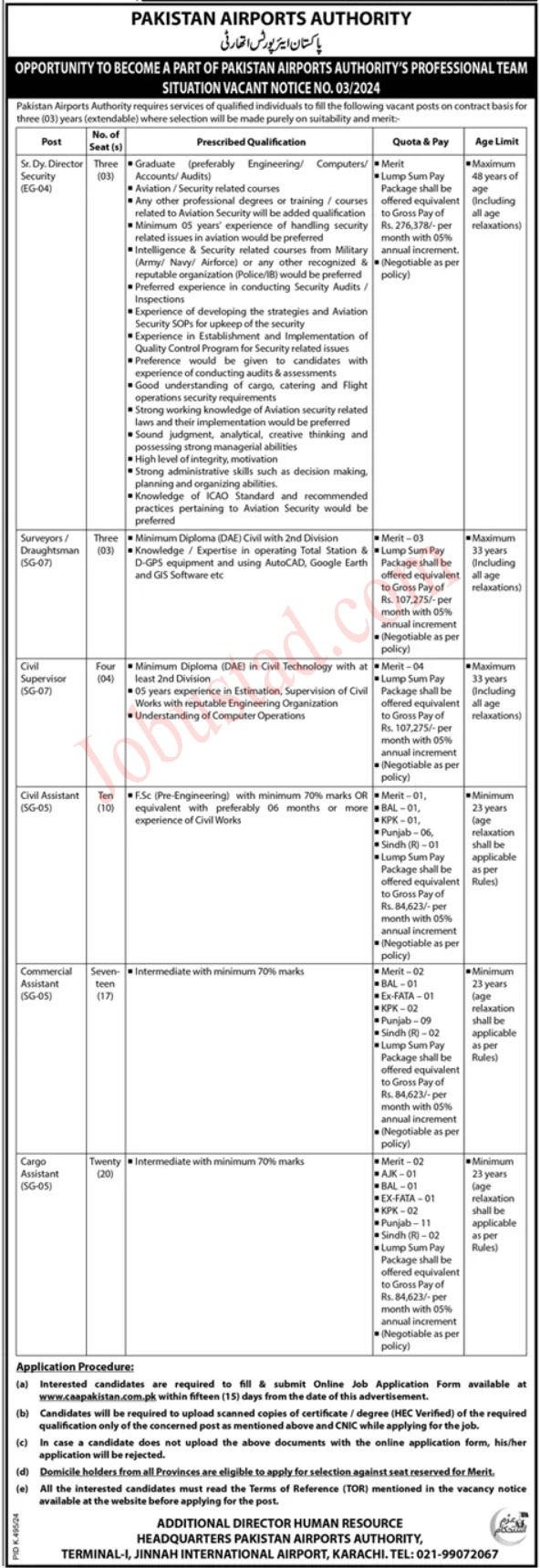 New Govt Jobs In Pakistan Airport Authority  August 2024 