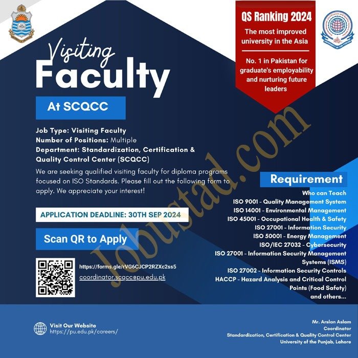 PU New Jobs Lecturers In Lahore September 2024