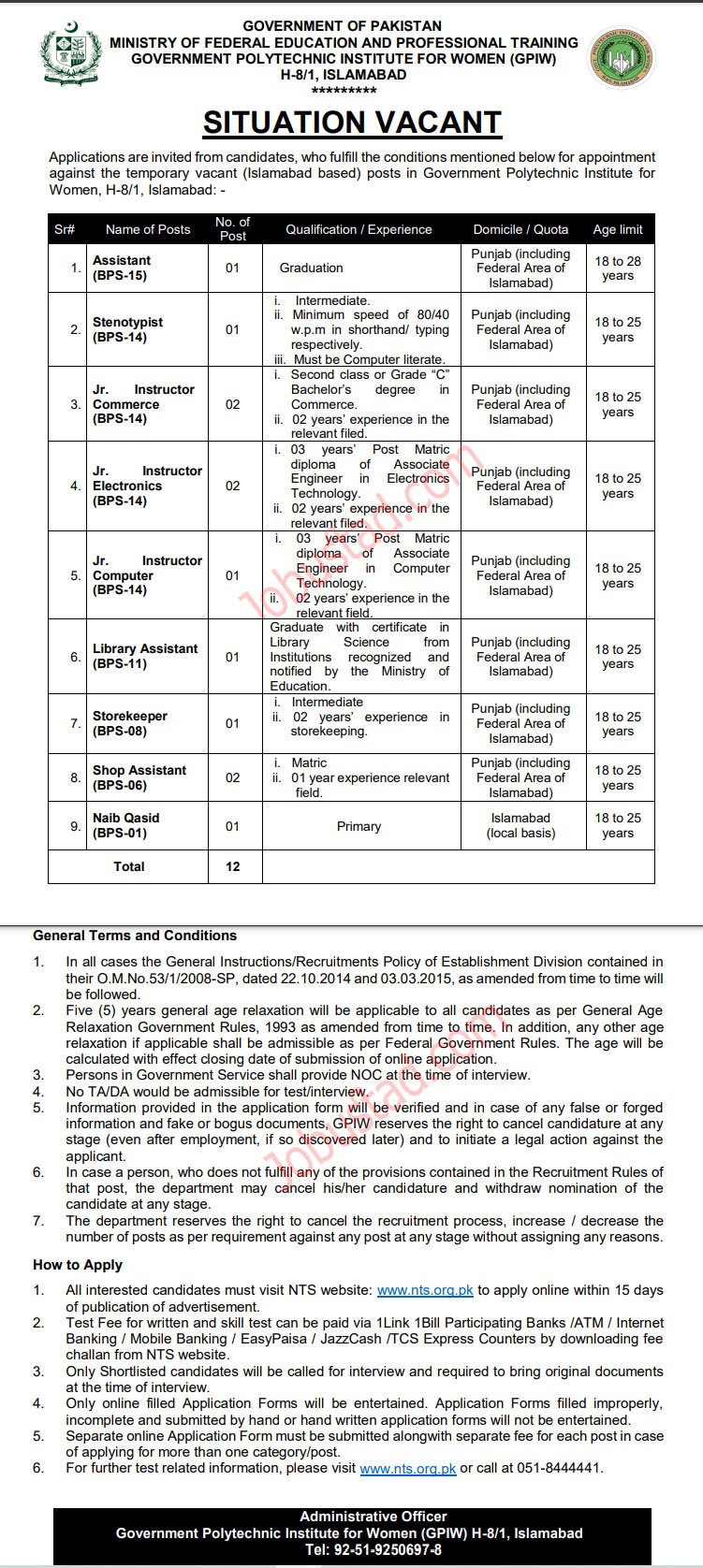 MOFEPT New Govt Jobs In Pakistan October 2024