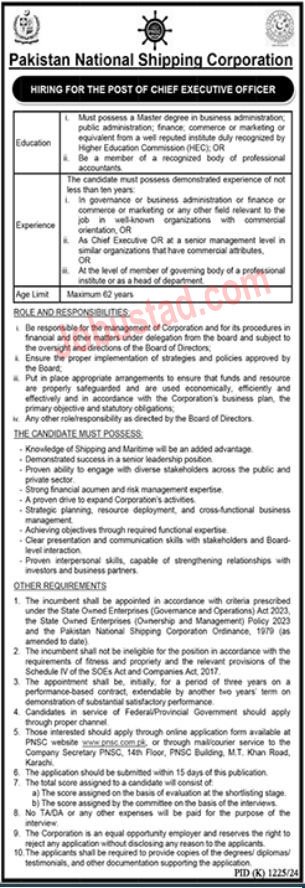 PNSC New Jobs Pakistan National Shipping Corporation 2024