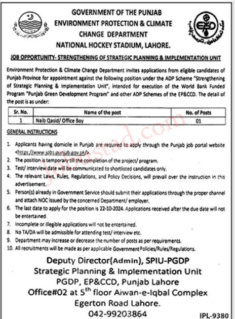 Naib Qasid New Govt Jobs In Lahore 2024