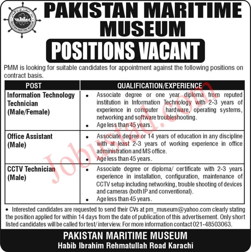 New Govt Jobs Pakistan Maritime Museum In Karachi 2024