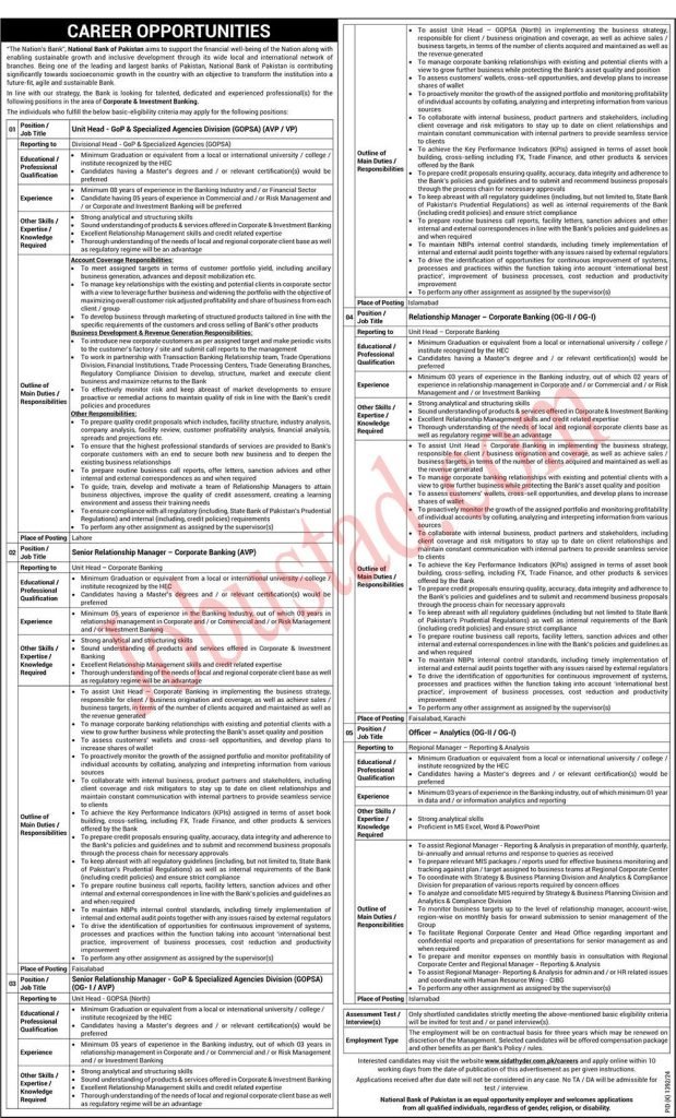 NBP New Govt Jobs In Pakistan November 2024  