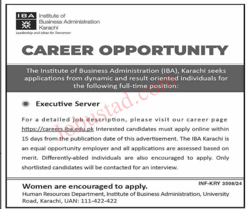 IBA New Jobs Institute of Business Administration In Karachi 2024