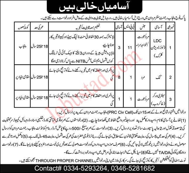 Latest Jobs Pak Army Punjab Regiment Center In Mardan 2024